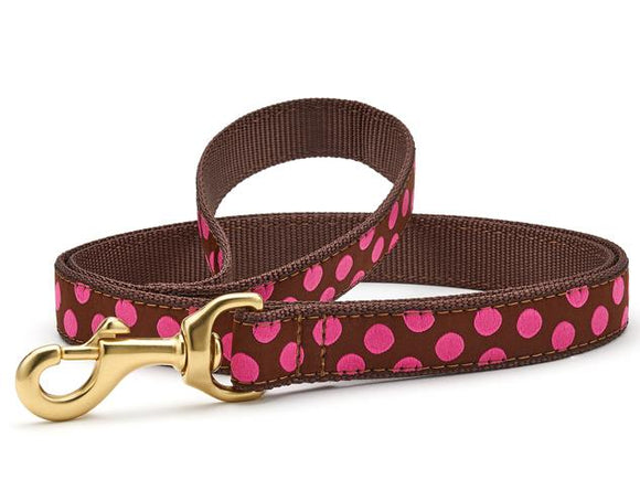 Brown and Pink Polka Dots Dog Lead