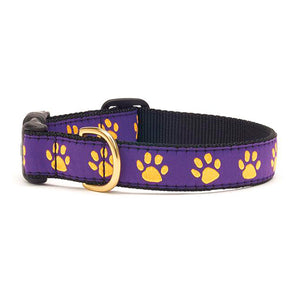 Purple Yellow Paw Dog Collar