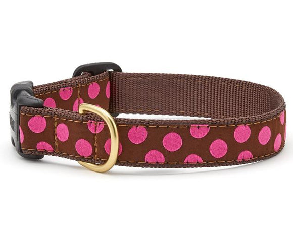Brown and Pink Polka Dots Dog Collar
